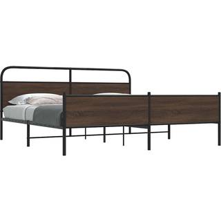 Sengeramme Uden Madras Metal Etræsfarve Brun Eg - med sengegavl og højt fodgærde / 183 x 213 cm