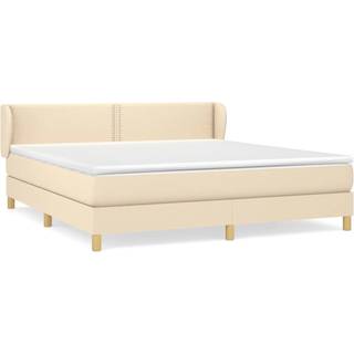 Kontinentalseng Med Madras Stof Farvet Creme - Ensfarvet med søm / 180 x 200 cm