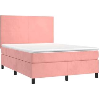 Kontinentalseng Med Led-Lys Velour Pink Lyserød - Med ensartet mønster / 140 x 190 cm