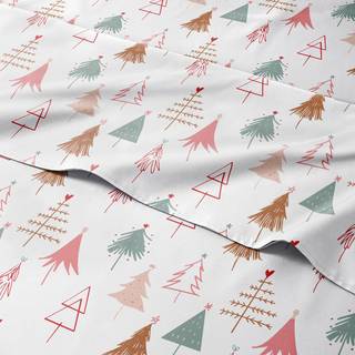 CGK Unlimited Cal King juletr?sarks?t - Julem?nster linneds?t - Dybe lommer - Snug Fit - 4 dele - Rynkefri - Behageligt og k?lende senget?j - Nem