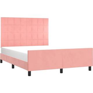 sengeramme med sengegavl 140x190 cm fløjl pink