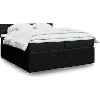 Kontinentalseng Med Madras Stof Sort - Blok med firkanter / 200 x 200 cm