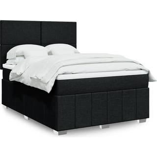 kontinentalseng med madras 140x190 cm stof sort