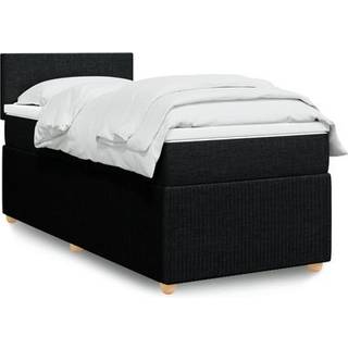 Kontinentalseng Med Madras Stof Sort - Med ensartet mønster / 90 x 200 cm