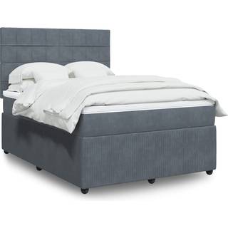 kontinentalseng med madras 160x200 cm fløjl mørkegrå