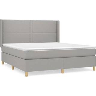 Kontinentalseng Stof Lysegrå - Ensfarvet med søm / 180 x 200 cm