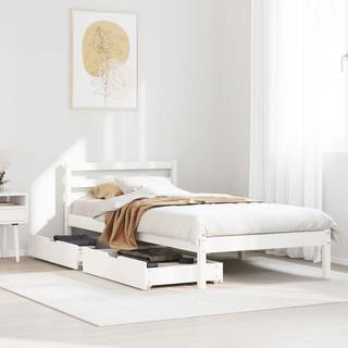 sengeramme uden madras 100x200 cm massivt fyrretræ hvid