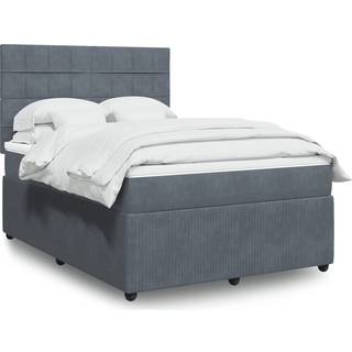 kontinentalseng med madras 160x200 cm fløjl mørkegrå