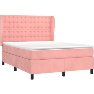 Kontinentalseng Med Madras Fløjl Lyserød - knapper / 140 x 190 cm