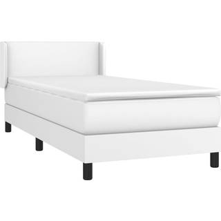 Kontinentalseng Med Madras Kunstlæder Hvid - Med ensartet mønster / 90 x 200 cm