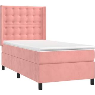 Kontinentalseng Med Madras Fløjl Lyserød - knapper / 90 x 200 cm