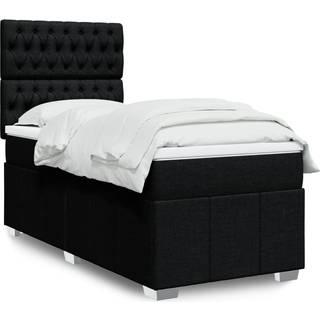 kontinentalseng med madras 90x200 cm stof sort