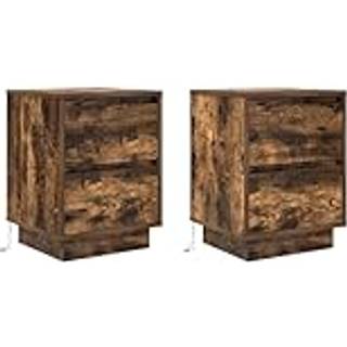 Sengeskab Med Led-Lys 38X34X - 2 / Røget eg / 50 cm