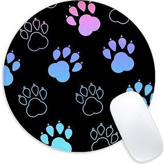 Hund Paw Print Round Mouse Pad Funny Small Mouse Pad med ikke-skridsikre gummi Base Mus Mat Home Office Decor Desk tilbehør 8,7 tommer rund musep