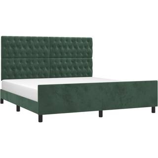sengeramme med sengegavl 180x200 cm fløjl mørkegrøn