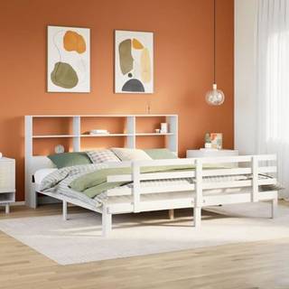 seng med reol uden madras 180x200 cm massivt fyrretræ hvid