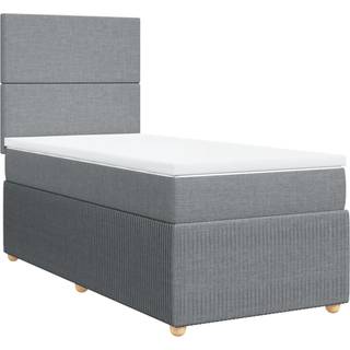 kontinentalseng med madras 90x190 cm stof lysegrå