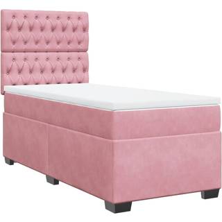 kontinentalseng med madras 90x200 cm fløjl lyserød