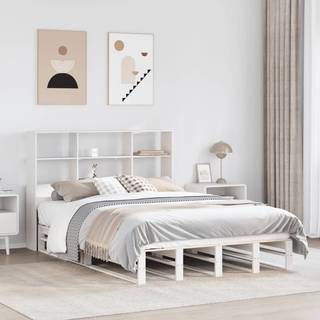 seng med reol uden madras 120x200 cm massivt træ hvid