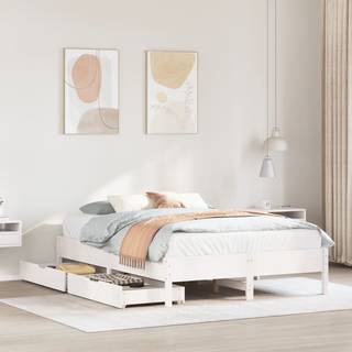 sengeramme uden madras 120x200 cm massivt fyrretræ hvid