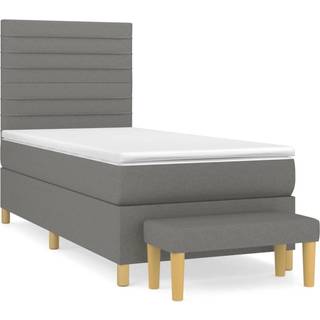 kontinentalseng med madras 90x200 cm stof mørkegrå
