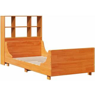 Seng Med Reol Uden Madras Massivt Træ - Gyldenbrun / 90 x 200 cm