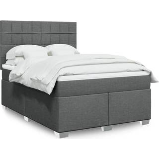 kontinentalseng med madras 140x200 cm stof mørkegrå