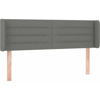 sengegavl med LED-lys 147x16x78/88 cm stof mørkegrå