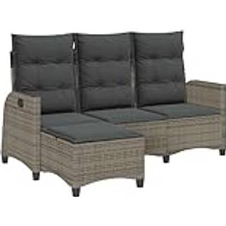 Loungestol Med Hynder Og Lænefunktion L-Formet Polyrattan - Grå / Mørkegrå