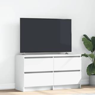Tv-Bord 100X35X54 Cm Konstrueret Træ Etræsfarve - 100 cm (4 skuffer) / Hvid