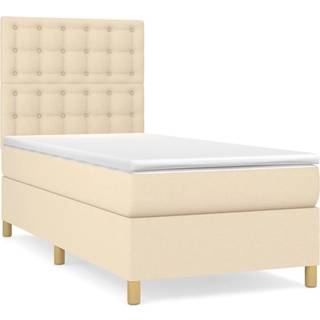 Kontinentalseng Med Madras Stof Farvet Creme - knapper / 100 x 200 cm