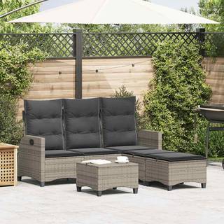 sofasæt til haven 3 dele med hynder L-formet polyrattan grå