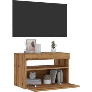 tv-bord med LED-lys 60x35x40 cm konstrueret træ kunsteg