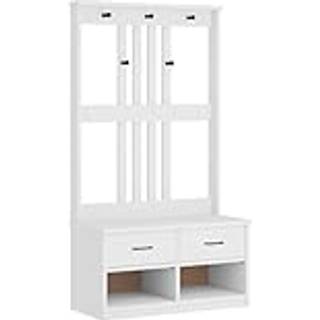 Hall Træ Sandens 87X40X159,5 Cm Massivt Fyrretræ - Hvid / 87 x 40 x 159.5 cm