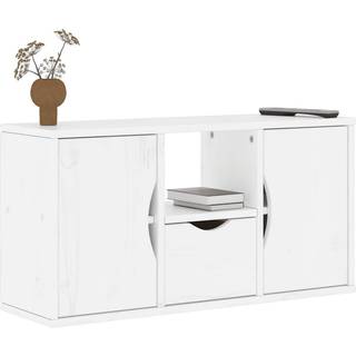 Tv-Skab Odda 79X24X40 Cm Massivt Fyrretræ - Hvid / with drawer and doors