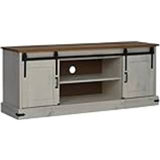 Tv-Bord Halden 2 Skydedøre 150X40X60 Cm Massivt Træ - Hvid