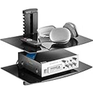 Vevor Glass flydende hylder holder op til 18 lbs tv-vægmontering med Hyldestyrket flydende underholdningscenter til DVD-afspillere/PS4/kabelbokse