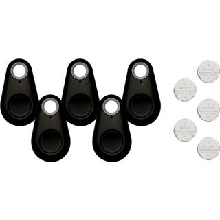 Bluetooth Nøglefinder Sort - 5 Stk. inkl. batterier