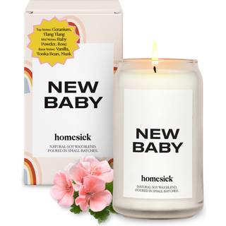Homesick duftlys til hjemmet (ny baby) - 13,75 oz langvarig naturlig soja voks blend jar stearinlys og par baby shower favoriserer 60-80 timers f