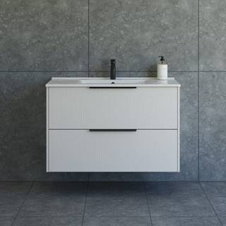 Dansani Mido+ Classic møbelsæt 101cm m/Amber vask og 2 skuffer, Stribet sand mat
