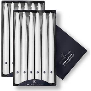 Colonial Candle Handipt Taper Candle 10 i White 12 Count