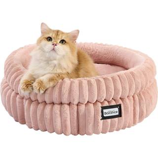 BALANCE Katteseng Killingeseng Vaskbar Runde kattesenge til indendrs katte Super bld plys kledyrsseng i imiteret pels til hvalp og killing med