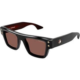 Montblanc Mand MB0253S 008 Solbriller Acetat Sort Brun Firkantet