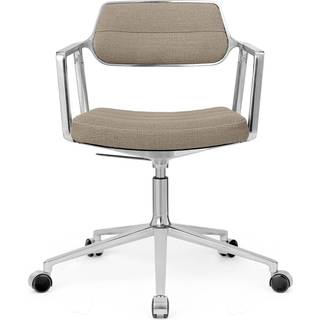Vipp453 swivel+ kontorstol dark sand farvet stof poleret stel hjul