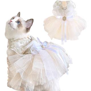 Anelekor Fancy Hundekjoler med Snor Ring Broderet Hunde Brudekjole Sljfe Hvalpetj til sm kledyr Pige Flerlags blonder Tutu Cat Outfit til kil