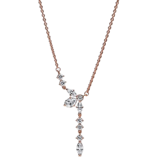 Pandora Rose Gold Sparkling Cluster Drop Necklace - Rose Gold - 45cm