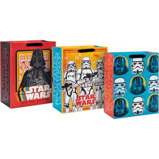 Hallmark Star Wars 13"""" store gaveposer (3 tasker: Darth Vadar og Storm Troopers) til f?dselsdagsjuleferier