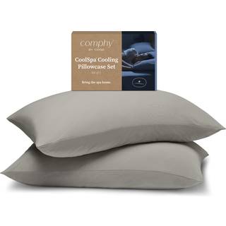 Comphy af Coop Coolspa Cooling Pillow Case S?t med 2 Dove Gray King Size Pillow D?kker luksus spa og hotelkvalitet Pudebetr?k til k?lepude ?ndbar