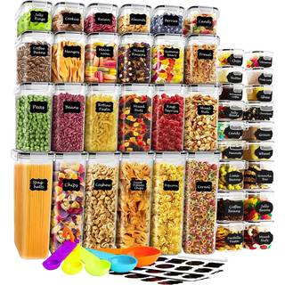 Lifetime Home 42 Pack Airtight Food Storage Containere Set med låg til køkken- og pantry -organisation - BPA -fri til kornpasta Ris grøntsager Fr