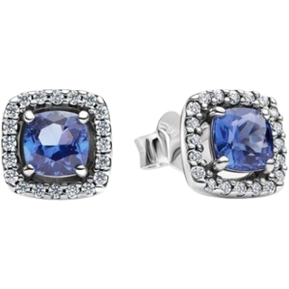 Pandora 293551C01 Damen-Ohrstecker Funkelndes Quadrat Blau Heiligenschein